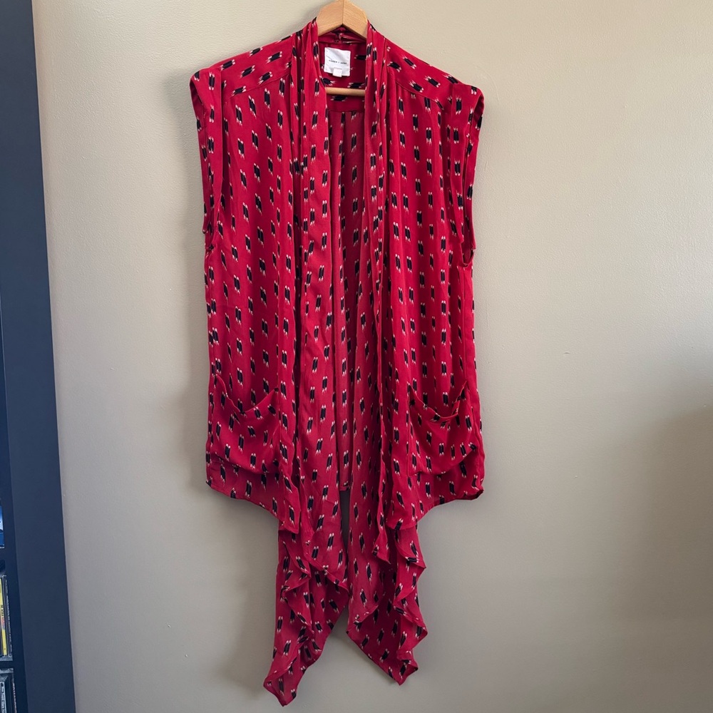 Silence + Noise Red and Black Patterned Cardigan